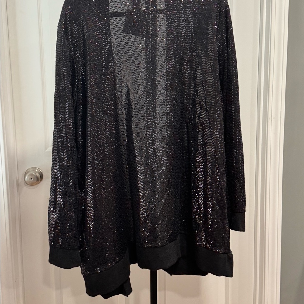 Black Sequin Open Cardigan - Picture 2 of 4